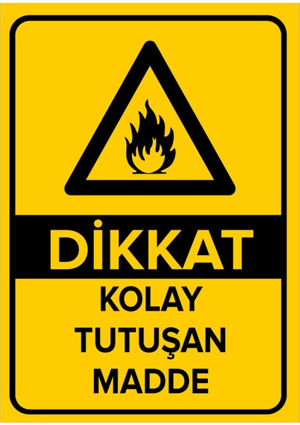 - Dikkat Kolay Tutuşan Madde Levhası - Dekote Malzeme 25X35Cm
