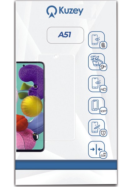 Samsung Galaxy A51 Temperli Ekran Koruyucu Cam Şeffaf