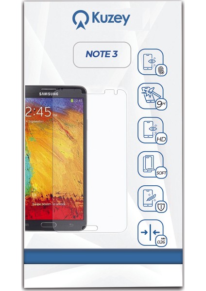 Samsung Galaxy Note 3 Temperli Ekran Koruyucu Cam Şeffaf