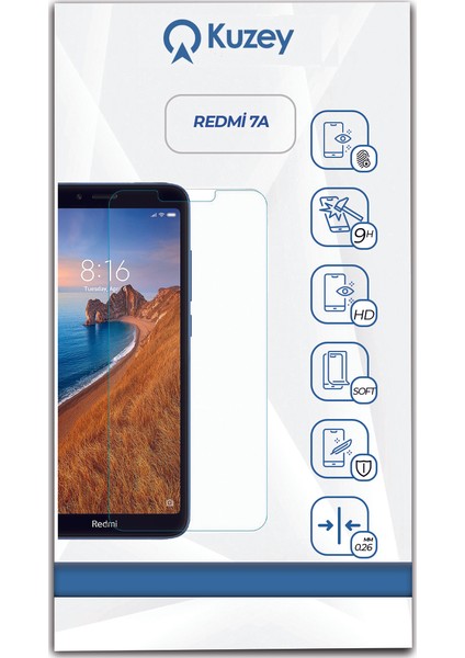 Xiaomi Redmi 7A Temperli Ekran Koruyucu Cam Şeffaf