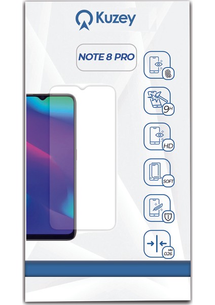 Xiaomi Redmi Note 8 Pro Temperli Ekran Koruyucu Cam Şeffaf