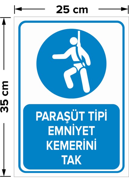 - Paraşüt Tipi Emniyet Kemerini Tak Levhası - Dekote Malzeme 25X35Cm