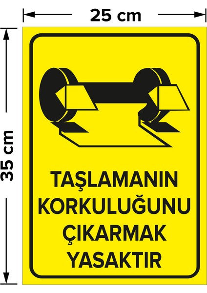 - Taşlamanın Korkuluğunu Çıkarmak Yasaktır Levhası - Dekote Malzeme 25X35Cm