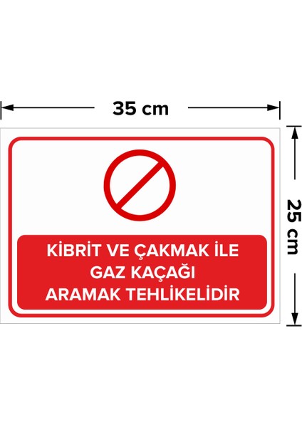 - Kibrit Ve Çakmak İle Gaz Kaçağı Aramak Tehlikelidir Levhası - Dekote Malzeme 25X35Cm fiyatları