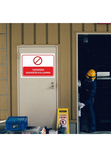 - Yangında Asansör Kullanma Levhası - Dekote Malzeme 25X35Cm modelleri