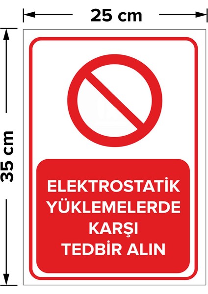 - Elektrostatik Yüklemelerde Karşı Tedbir Alın Levhası - Dekote Malzeme 25X35Cm fiyatları