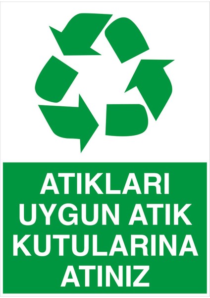 - Atıkıarı Uygun Atık Kutularına Atınız Levhası - Dekote Malzeme 25X35Cm fiyatları