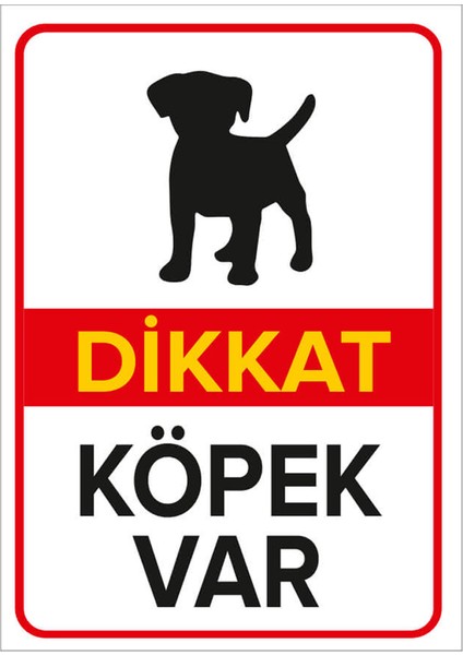 - Dikkat Köpek Var Levhası Minik Golden - Dekote Malzeme 25X35Cm