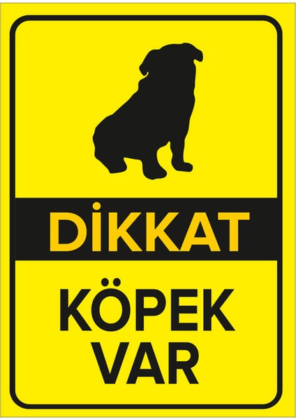 - Dikkat Köpek Var Sarı Renk Levhası - Dekote Malzeme 25X35Cm