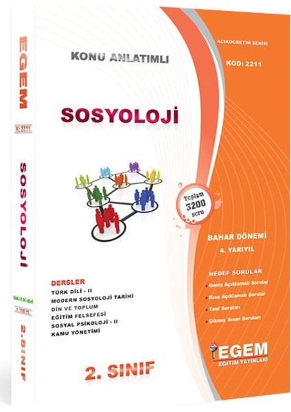 AÖF Sosyaloji 2. Sınıf Bahar Dönemi 4. Dönem Konu Anlatımlı Soru Bankası Set
