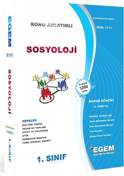 AÖF Sosyaloji 1. ve 2. Sınıf Bahar Dönemi 2. ve 4. Dönem Konu Anlatımlı Soru Bankası Tam Set fırsatları