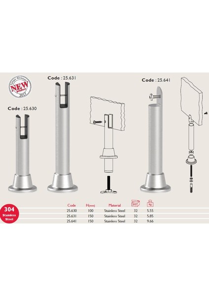 Paslanmaz Kabin Ayağı 25.630 10 cm