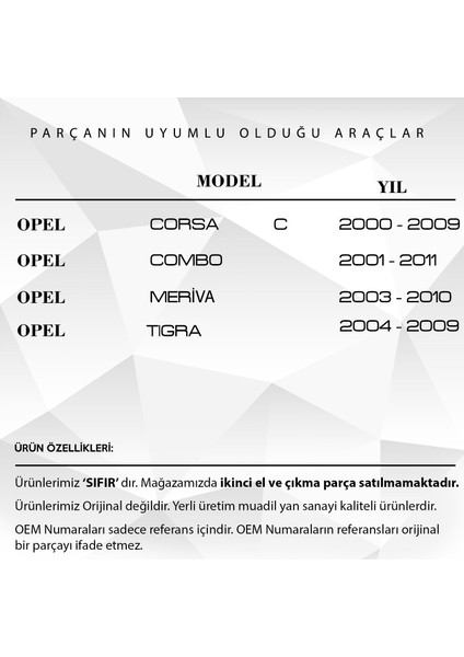 Opel Corsa C, Combo, Meriva, Tigra Için Vites Tamir Takımı