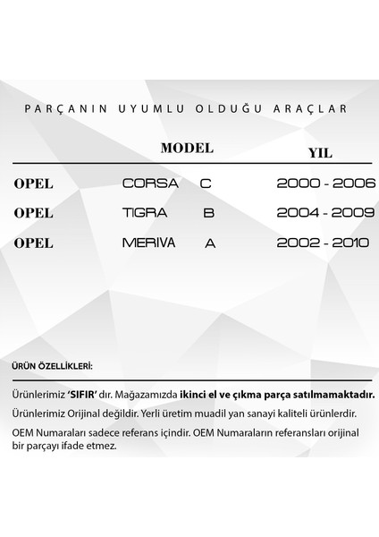 Alpha Auto Part Opel Corsa,tigra, Meriva Için Direksiyon Korna Düğme Kapağı