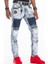 CD529 Metal Işlemeli Elle Boyanmış Mavi Erkek Jeans 1