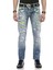 CD605 Neon Yeşil Yırtık Buz Mavisi Erkek Jeans 2