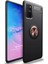 Samsung Galaxy A91 Kılıf Kickstand Ring Holder Siyah Rose 1