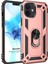 Apple iPhone 12 Kılıf Military Ring Holder Rose Gold 1