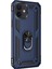 Apple iPhone 12 Kılıf Military Ring Holder Lacivert 2