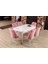 My Massa Mymassa - Elit Trend Carrara Mutfak Masası + 6 Gold Sandalye Takımı - Beyaz Metal Ayak - Pembe 1
