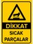 - Dikkat Sıcak Parçalar Levhası - Dekote Malzeme 25X35Cm 1