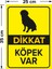 - Dikkat Köpek Var Levhası Oturan Cachorro Silhueta - Dekote Malzeme 25X35Cm 2