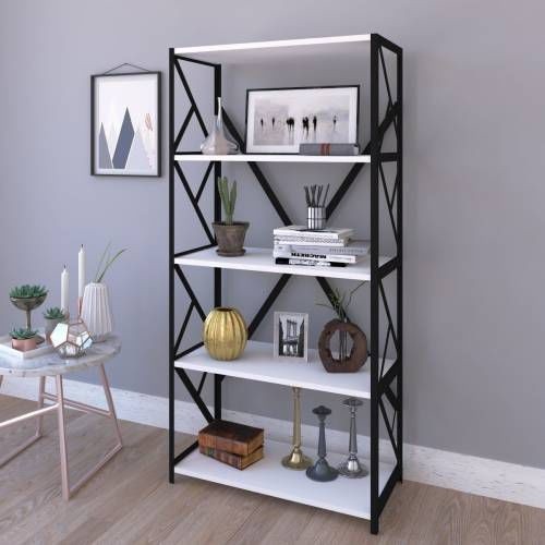 Larem Mobilya Kitaplık 5 Raflı Metal Kitaplık Rafı Beyaz Fiyatı