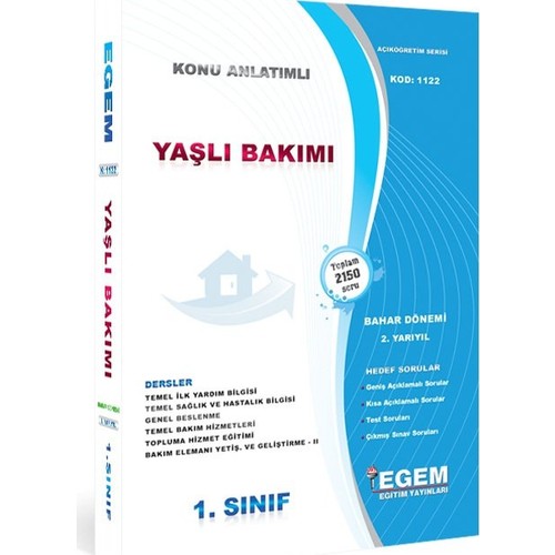 Egem Yayinlari Aof Yasli Bakimi 1 Sinif Bahar Donemi 2 Kitabi