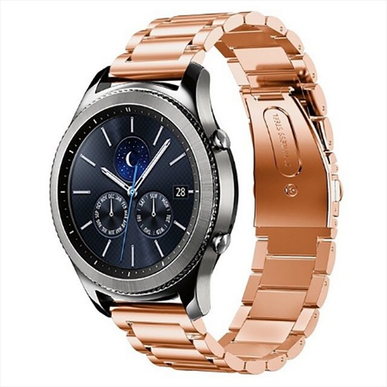 Case 4U C1 Akıllı Saat ve Samsung Galaxy Watch Uyumlu Kordon Metal Baklalı Kayış 46mm Rose Gold