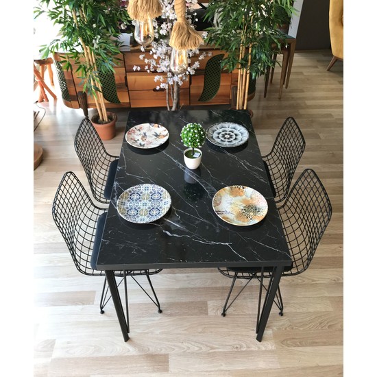 Avm Park Mutfak Masası + 4 Sandalye Siyah Mermer 12080 Fiyatı
