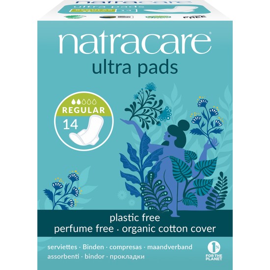 Natracare Ultra Kanatlı Ped Vegan ve Ekolojik 14'lü Organik Pamukla Üretilmiştir