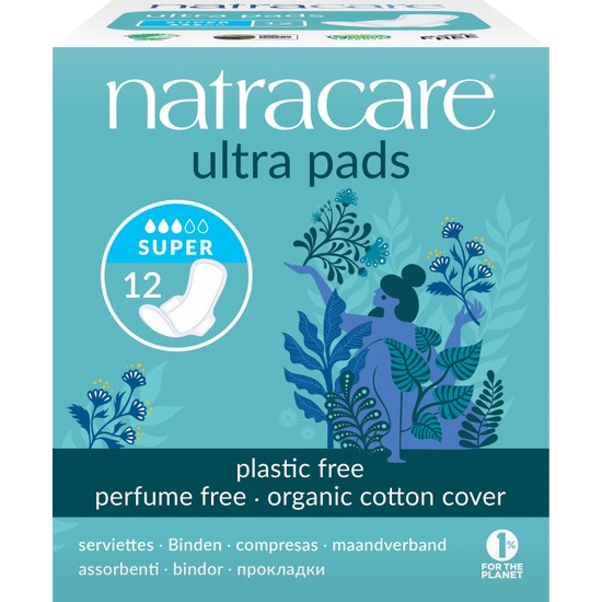Natracare Ultra Kanatlı Ped Süper 12'li Kadınlar İçin Organik Pamuklu Hijyenik Ürün