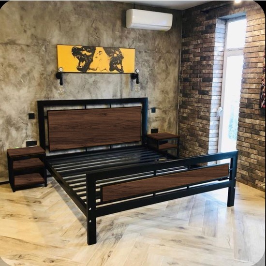 Brady Mobilya Lux Xara Metal Ferforje Ceviz Desenli Masif