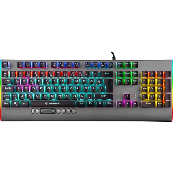 Rampage KB-R211 PRIME Rainbow Aydınlatmalı Kristal Blue Switch Mekanik Gaming Oyuncu Klavyesi