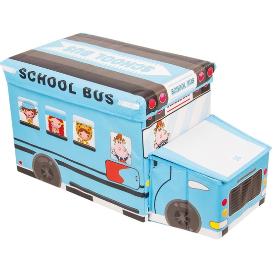 Sas Arabalı Oyuncak Kutusu Katlanabilir School Bus 7539