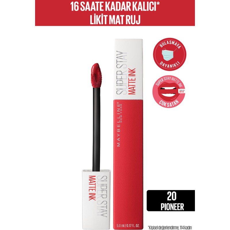 Maybelline New York Super Stay Matte Ink Likit Mat Ruj - 20 Pioneer - Kırmızı