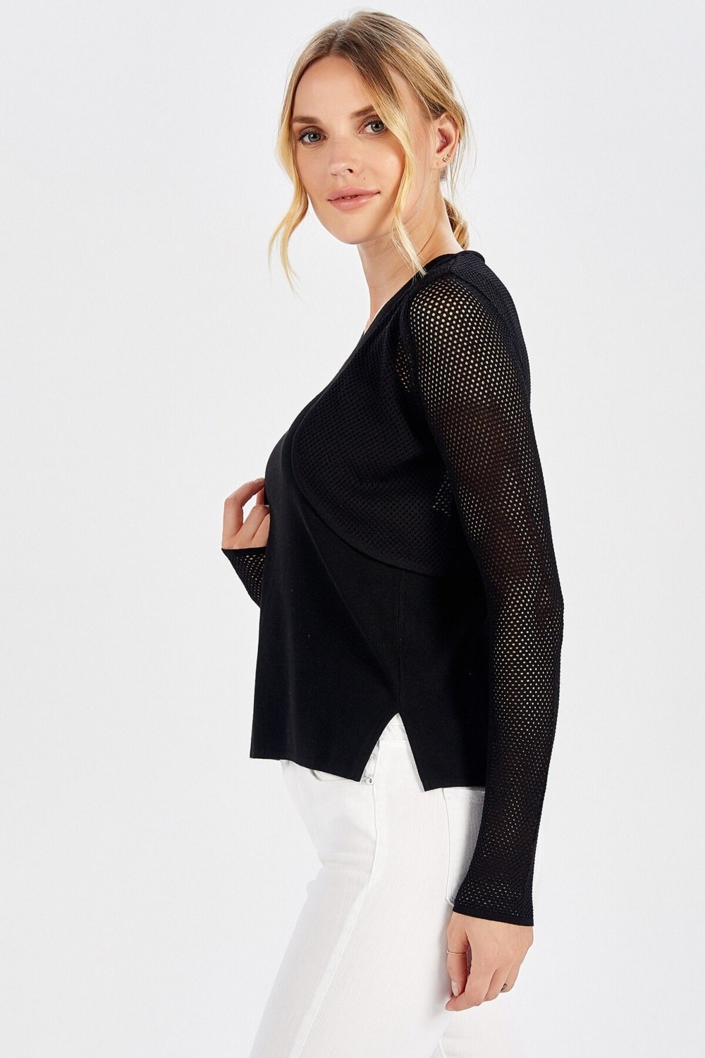 Peraluna BUTTERFLY BOLERO File Örgü Uzun Kol Triko Kadın Bolero - Siyah görsel 2