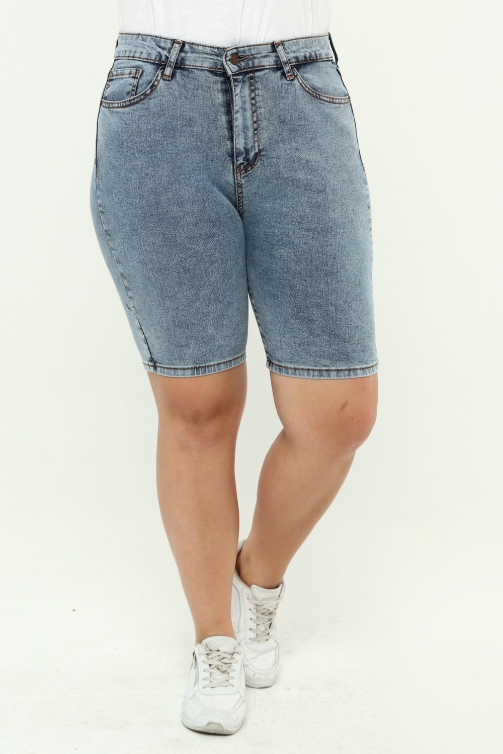 Cedy Denim CEDY DENİM KADIN BÜYÜK BEDEN YÜKSEK BEL LİKRALI SLİMFİT JEANS ŞORT-C606