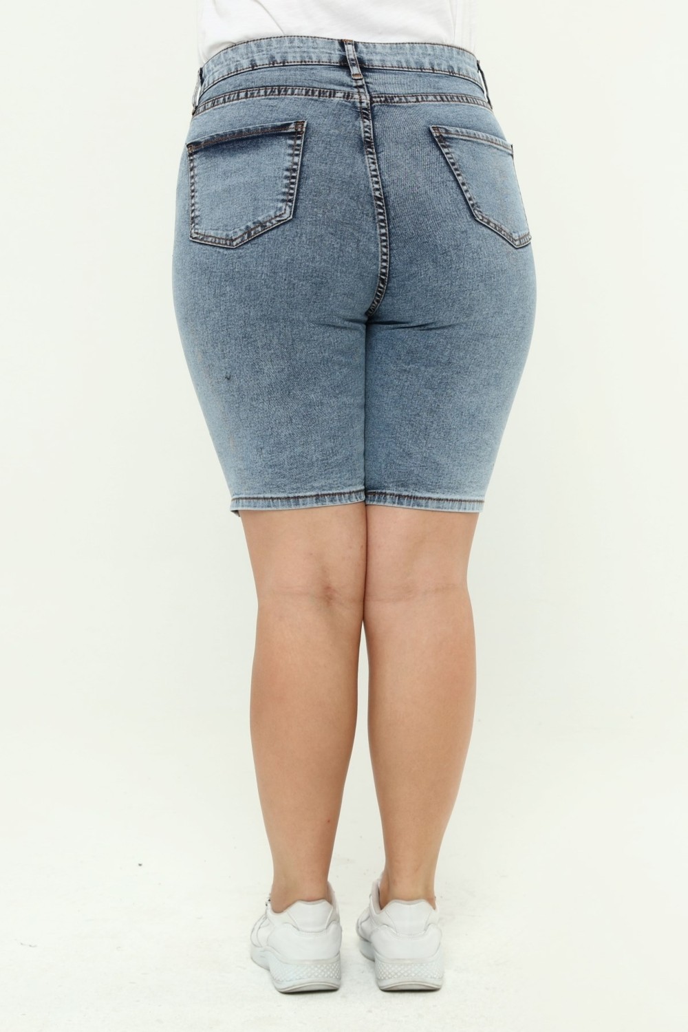 Cedy Denim CEDY DENİM KADIN BÜYÜK BEDEN YÜKSEK BEL LİKRALI SLİMFİT JEANS ŞORT-C606 görsel 3