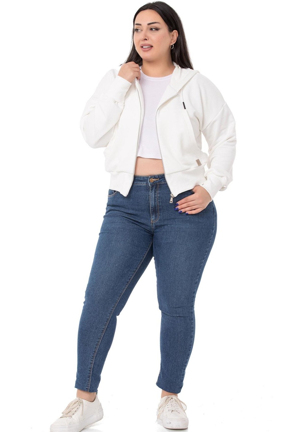 Disentis Modest Büyük Beden Kanguru Cepli Kapüşonlu Üç Iplik Kırmızı Sweatshirt görsel 2