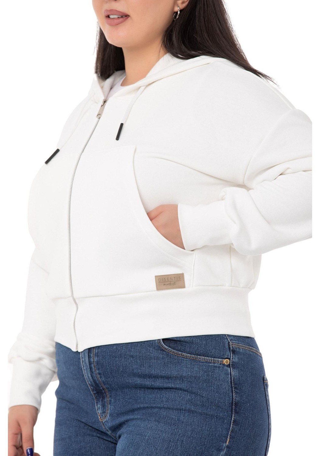 Disentis Modest Büyük Beden Kanguru Cepli Kapüşonlu Üç Iplik Kırmızı Sweatshirt görsel 4