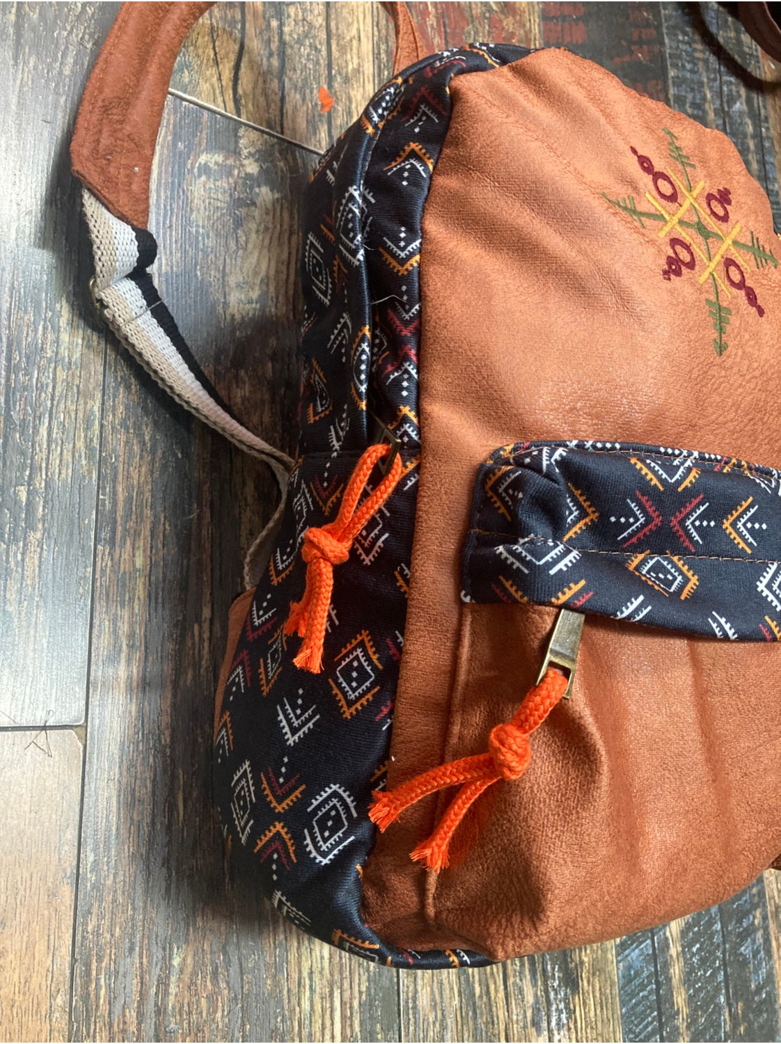 street&bagdnz Street Bag Nubi Etnik Otantik Desenli Nakışlı Sırt Çantası Bohem Sırt Çantası Günlük Kullanım Seyehat görsel 2