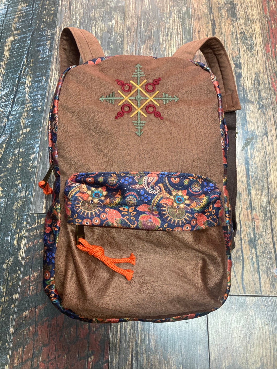 street&bagdnz Street Bag Nubi Etnik Otantik Desenli Nakışlı Sırt Çantası Bohem Sırt Çantası Günlük Kullanım Seyehat görsel 6