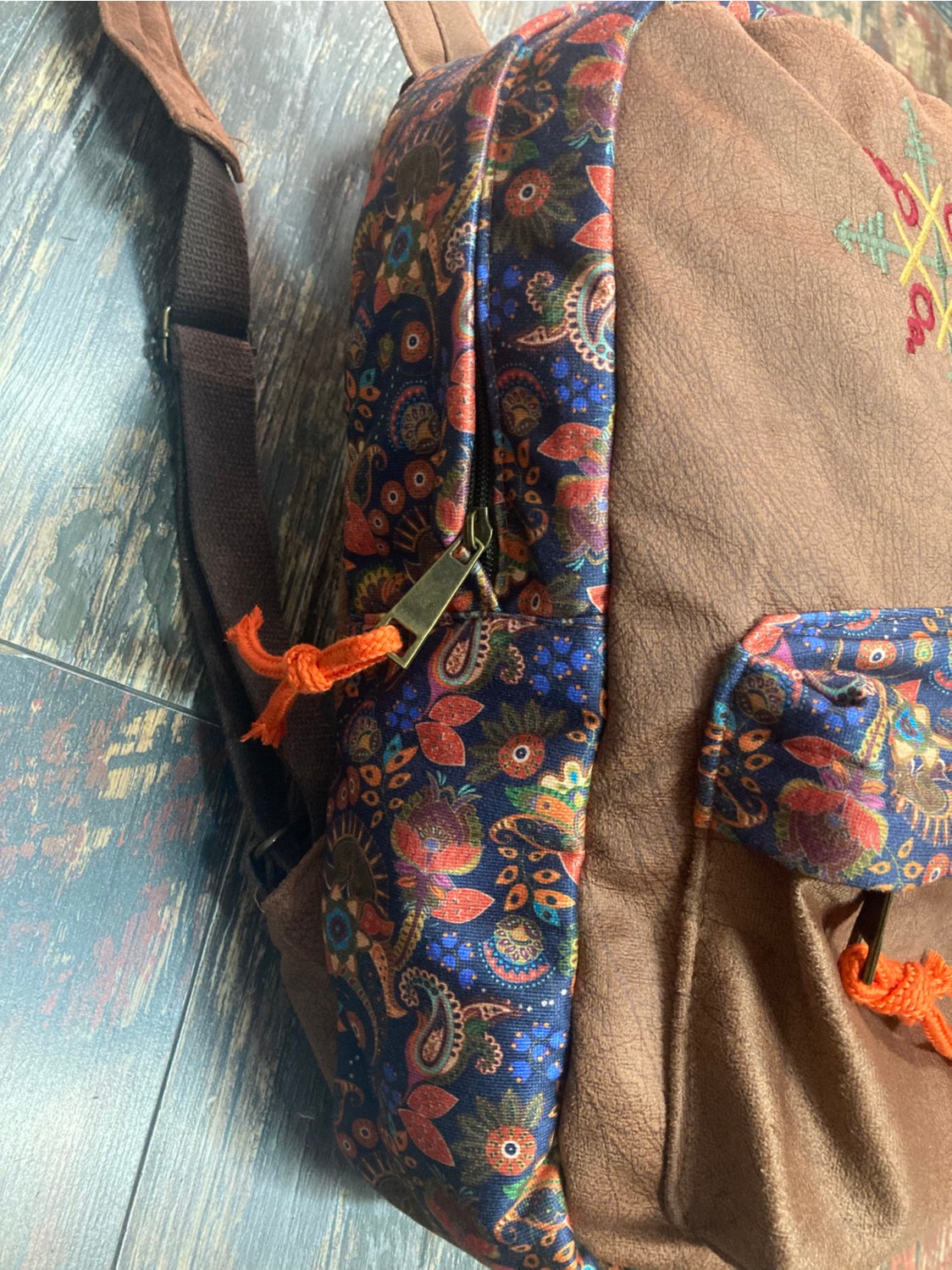 street&bagdnz Street Bag Nubi Etnik Otantik Desenli Nakışlı Sırt Çantası Bohem Sırt Çantası Günlük Kullanım Seyehat görsel 7