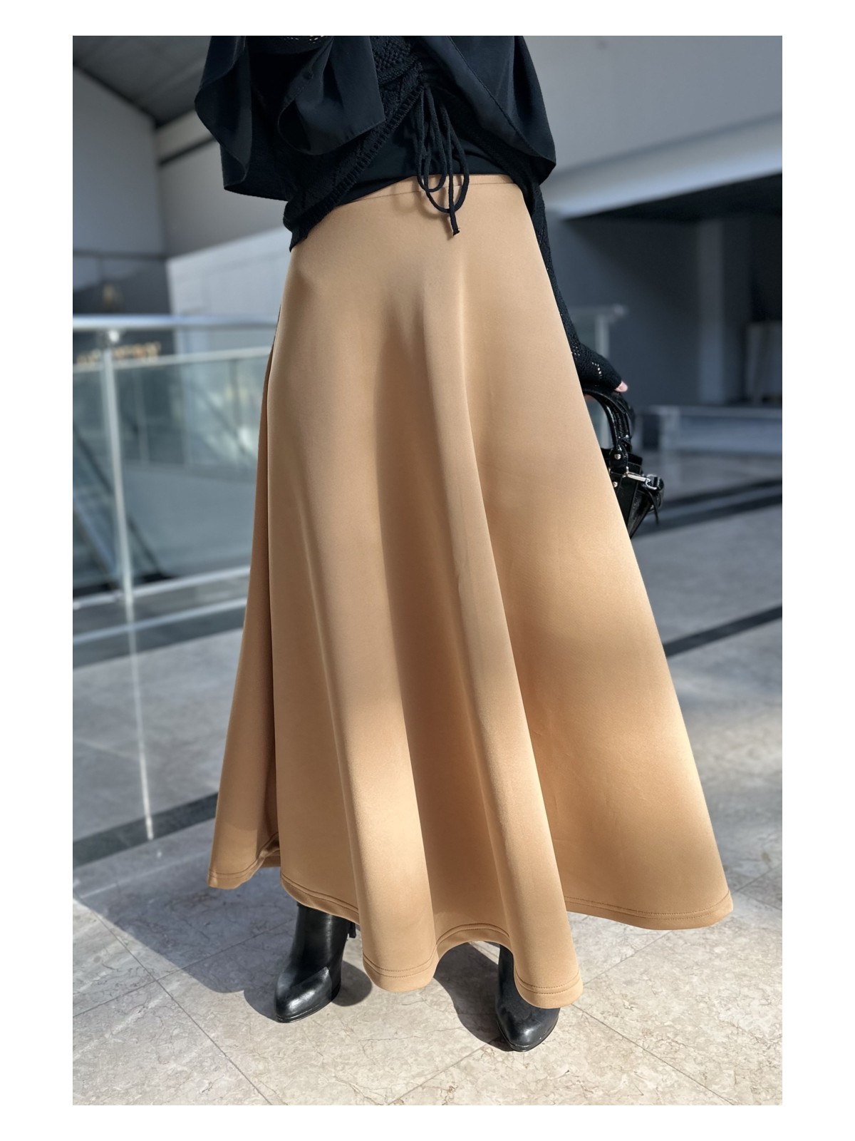 Twoinsis Scuba Uzun Kloş Etek Puf Scuba Kloş Etek Uzun Scuba Etek Tesettür Scuba Etek - Görsel 3