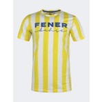 Fenerbahçe Erkek Çubuklu T-Shirt Sarı - Beyaz Renkli %100 Pamuk S Beden