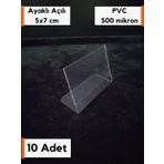 Şeffaf Etiket 10 Adet Pvc Şeffaf Etiketlik 5 x 7 cm Ayaklı Açılı Pvc Etiketlik Etiket Cebi Ürün Etiketliği