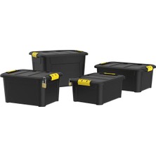 Melkan Home Kilitli Kapaklı Düzenleyici Kasa & Depolama Kutusu & Geniş Hacimli Çok Amaçlı Düzenleyici 4 Adet