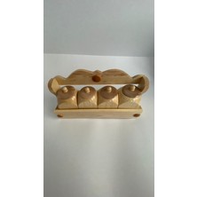 Ata Store Ahşap 4'lü El Yapımı Standlı Baharatlık Kaşıklı Set