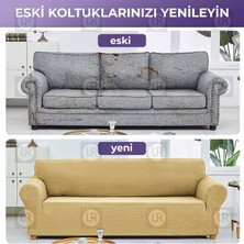 riselerhome Balpeteği 3 Kişilik Antrasit Lastikli Kanepe Örtüsü | Lastikli Koltuk Örtüsü | Koltuk Kılıfı Balpeteği Koltuk
